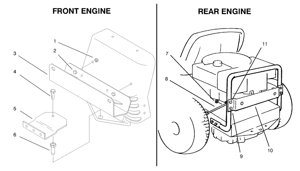 Mounting Hardware Diagram and Parts List for 79117 (6900001 - 6999999)(1996) Lawn Boy Lawn Tractor Accessories